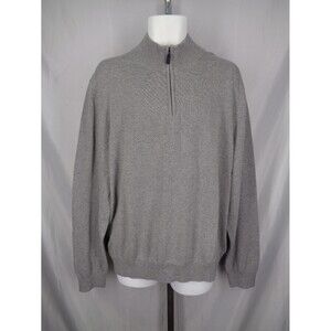 Jos A Bank Traveler Gray Pima Cotton 1/4 Zip Sweater Size XXL Men New